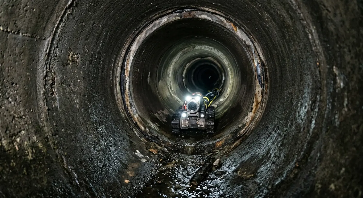 Robotic sewer camera inspecting pipe interior for Sewer Line Cleaning in Zion